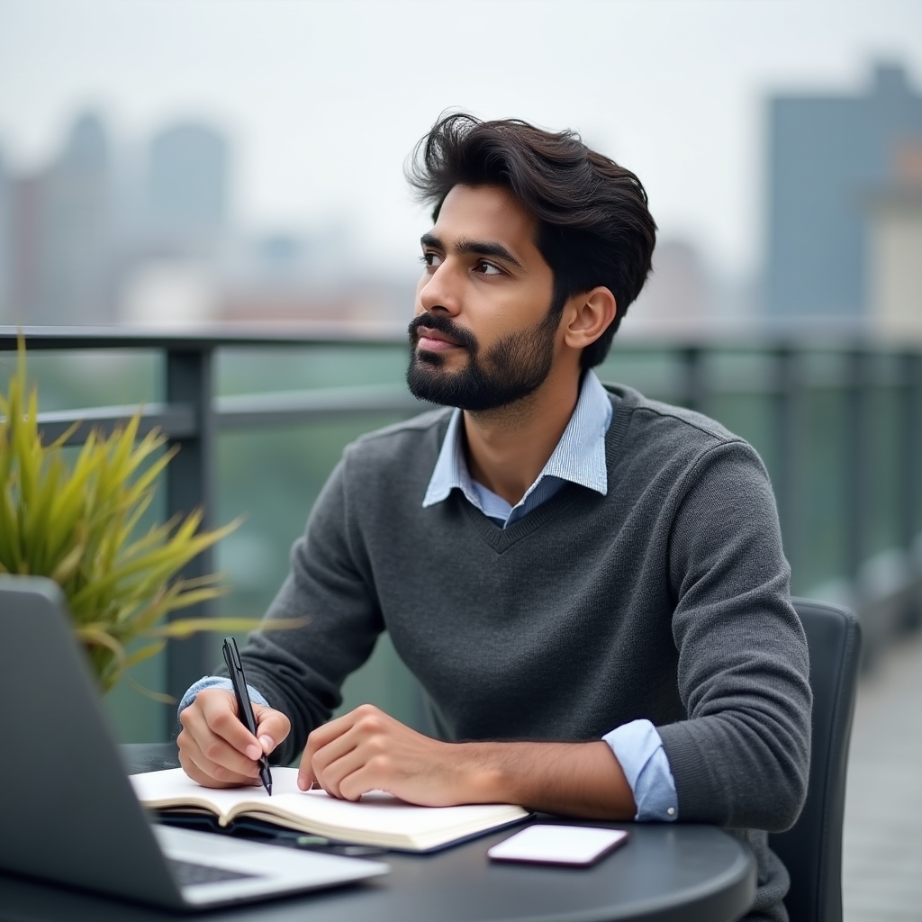 Thoughtful senior professional reviewing career path in modern office